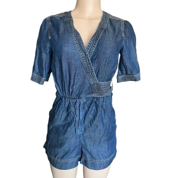 Anthropologie Pilcro + the Letterpress Denim Romper shorts - Picture 6 of 11